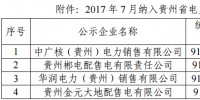  7月貴州電力市場主體目錄售電公司名單：中廣核、<font color=