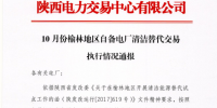 陜西省2017年10、11月份榆林地區(qū)自備電廠清潔替代交易執(zhí)行情況