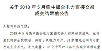 關(guān)于2018年5月集中撮合電力直接交易成交結(jié)果的公告》