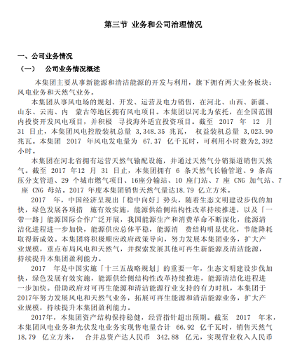 新天綠色能源2017年報(bào)：風(fēng)電發(fā)電量為 67.37 億度