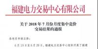 福建關(guān)于2018年7月份月度集中競價交易結(jié)果的通報