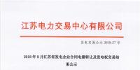 江蘇2018年9月發(fā)電企業(yè)合同電量轉(zhuǎn)讓及發(fā)電權(quán)交易結(jié)果
