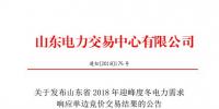 山東2018年迎峰度冬電力需求響應單邊競價交易：統(tǒng)一出清價30元/千瓦