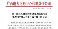 關于擬列入2018年廣西電力市場交易電力用戶準入名單（第十批）的公示