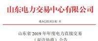 山東省2019年年度電力直接交易（雙邊協(xié)商）12月25日申報(bào)